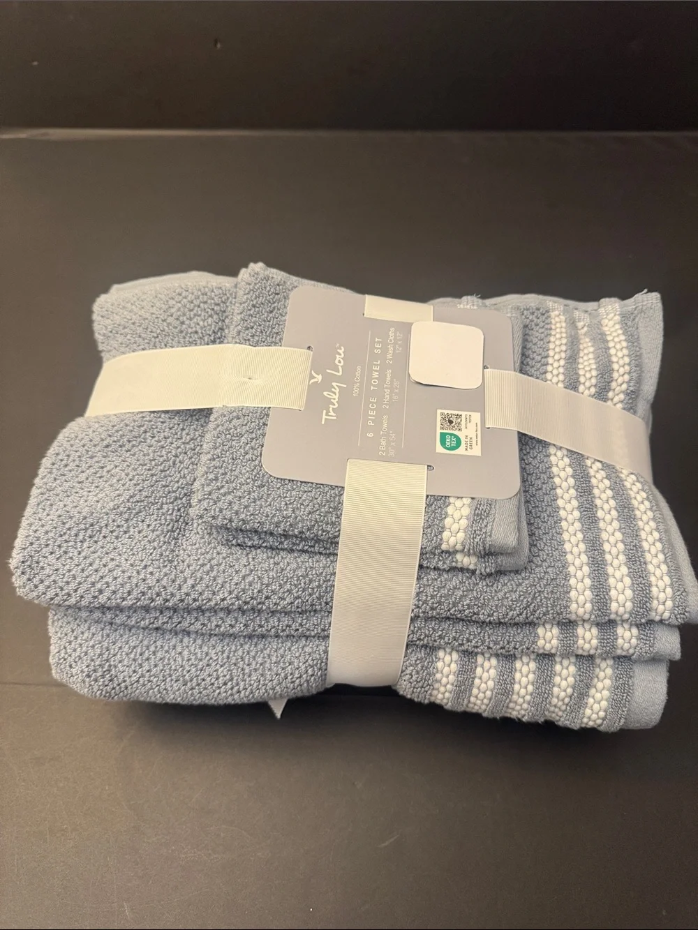 6pc TRULY LOU 100% Cotton Bath Towel Set - Moonstone